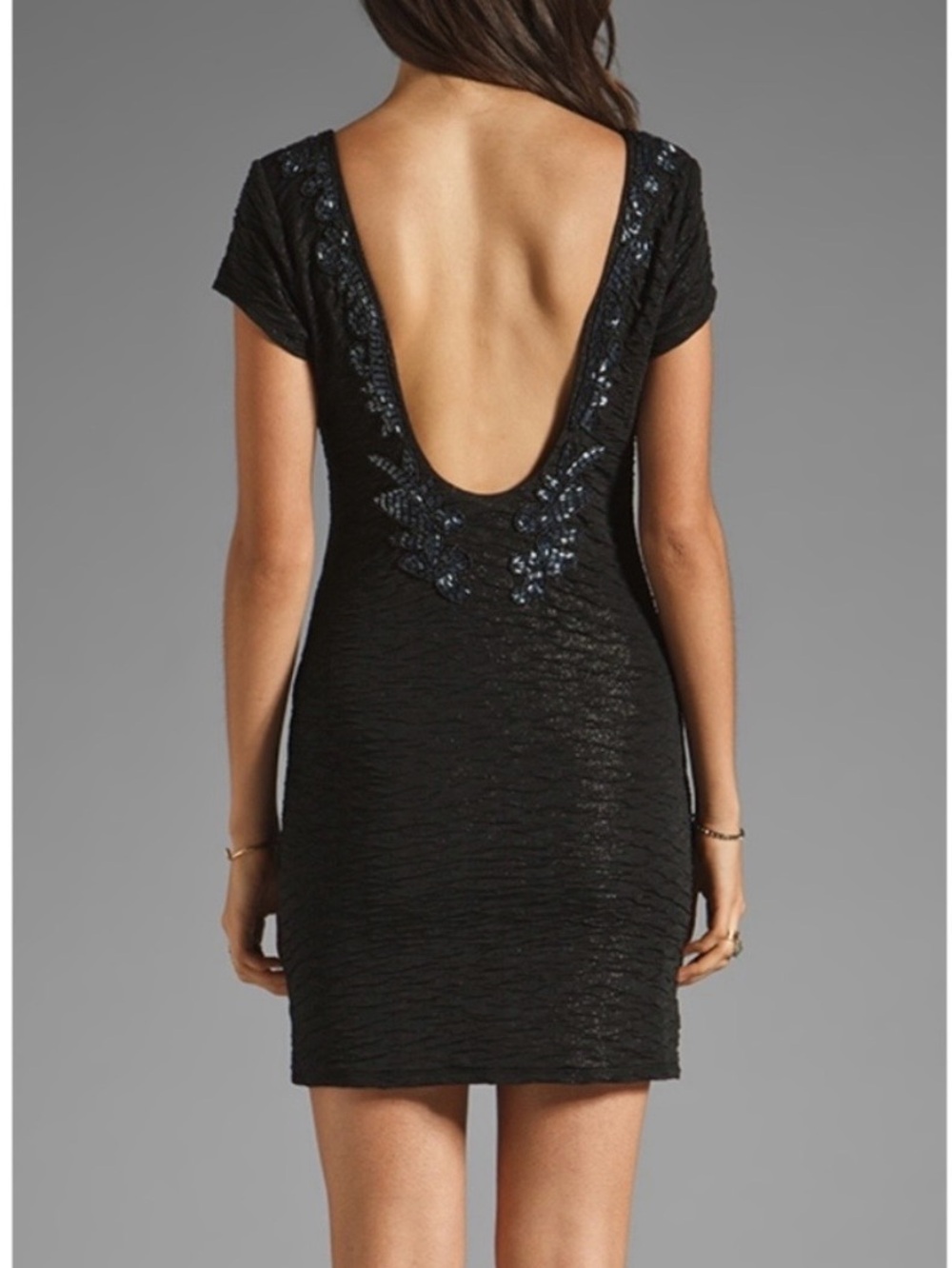 Free People Black Scoop-Back Sequin Mini Dress